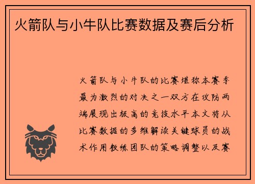 火箭队与小牛队比赛数据及赛后分析